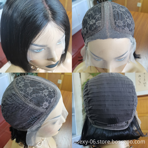 Cheap Lace Wig Vendor Wholesale Virgin Brazilian Hair Wigs Natural 13x4 T Part Lace Short Bob Human Hair Lace Front Wigs